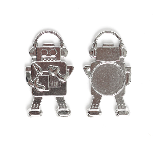 RS-30 레진아트 펜던트 로봇 은색 30x55mm 2개입