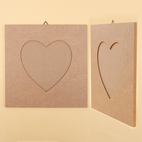 MDF 정사각 하트 사진 액자 20x20cm 5개입