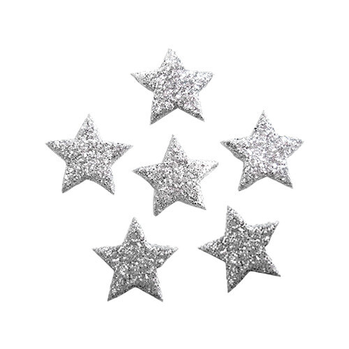 패브릭 반짝이별 소 은색 1.2cm 40개입