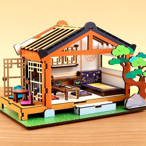 인쇄 우드 DIY 미니어처 한옥 게스트 하우스만들기 놀이 1개입