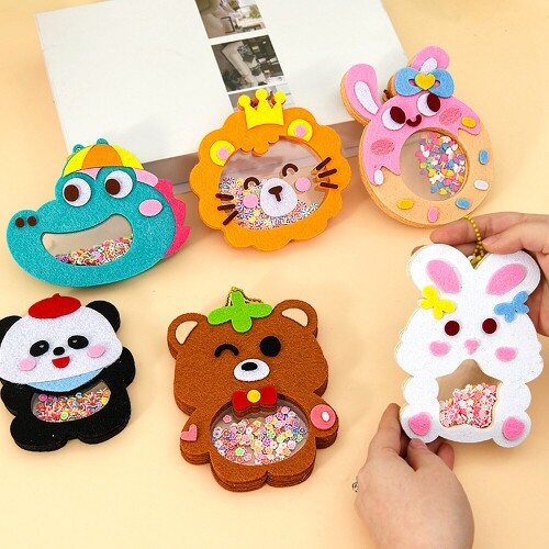 펠트 디저트 동물 쉐이커 키링 열쇠고리 만들기 1개입