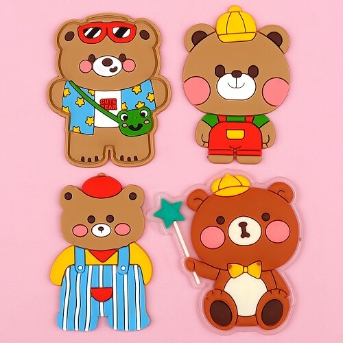 실리콘 모자 곰돌이 장식데코 4개입