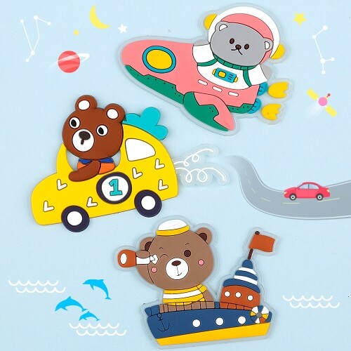 2개입 실리콘 곰돌이 이동 수단 장식데코