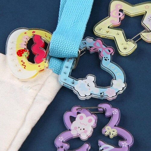 아크릴 동물 도형 음식 카라비너 키링 열쇠고리 1개입