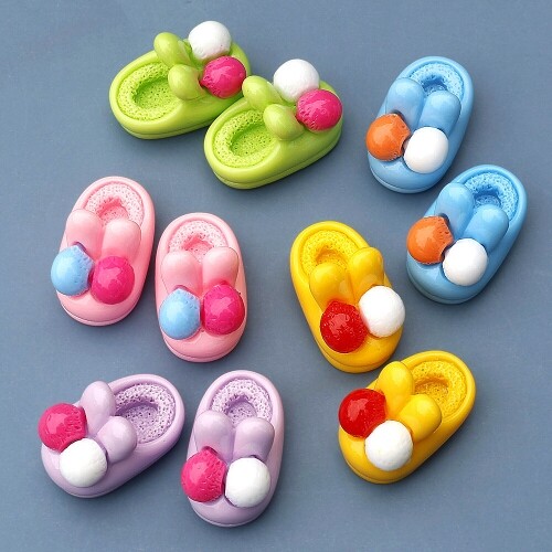 미니어처 토끼 방울 털 실내화 장식데코 10개입