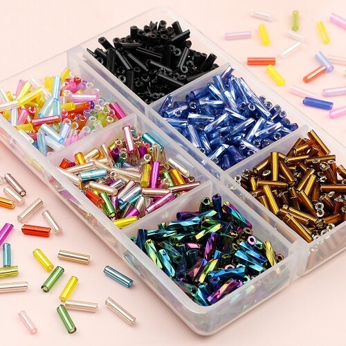 트위스트 막대 칼라 비즈 6칸