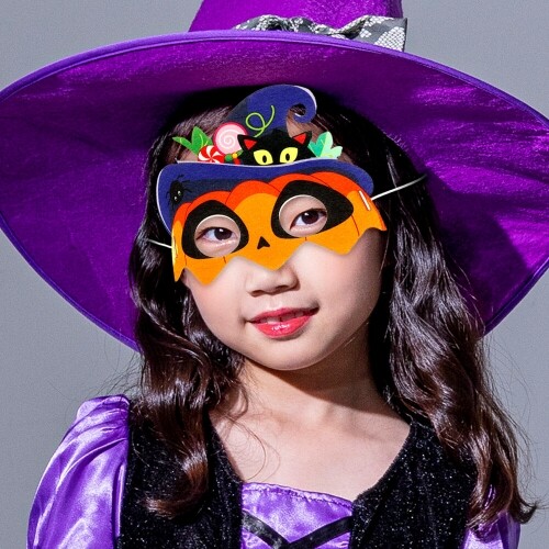 부직포 할로윈 모자 호박 고무줄 마스크 가면 1개입