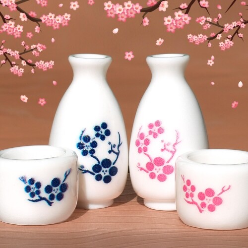 미니어처 백자 플라워 사케 찻잔 10개입
