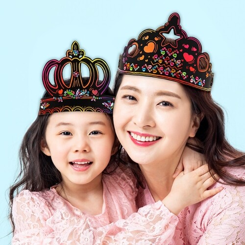 크라운 왕관 머리띠 스크래치 페이퍼 컬러링 보드 만들기 패키지 1세트