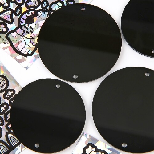 검정 아크릴 원형 열쇠 고리 4개입