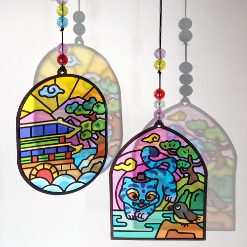 숭례문 호작도 스티커 썬캐쳐 책갈피 모빌 만들기