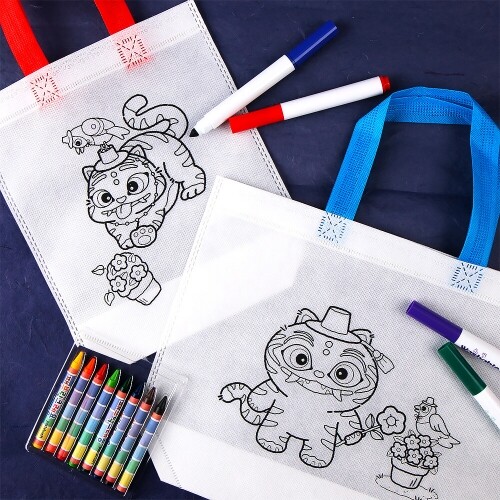 4개입 호랑이 까치 화분 색칠 부직포 가방