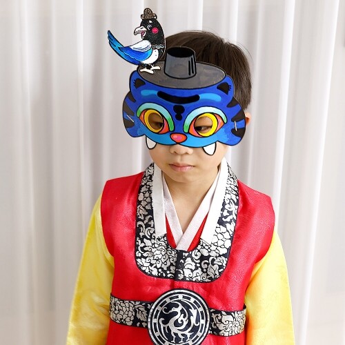 4개입 종이 색칠 호랑이 까치 가면 만들기