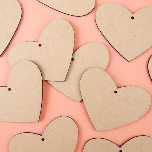 10개입 MDF 1 구멍 하트판 9x7cm