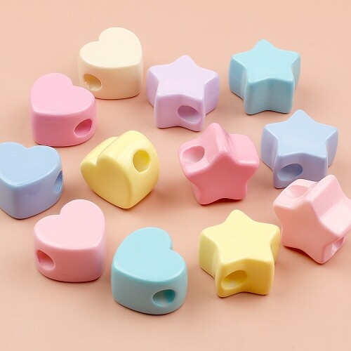 10개입 파스텔 칼라 모양 비즈 참 장식