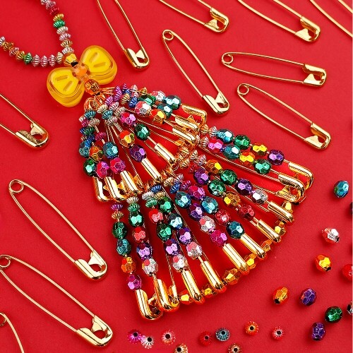 옷핀 DIY 입체 비즈 트리 키링 만들기 세트