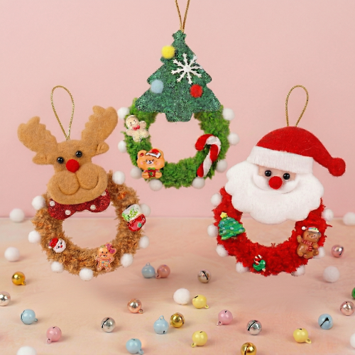 펠트 털실 크리스마스 미니 리스 만들기 세트 1세트
