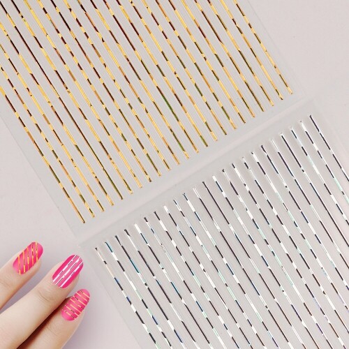 3D 홀로그램 라인 스티커 레진 네일 아트