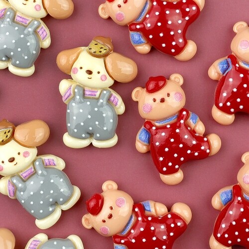 10개입 미니어처 멜빵 곰 강아지 장식 데코