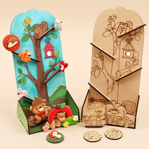 우드 DIY 다람쥐 곰 지그재그 굴리기 놀이