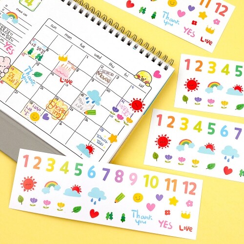 4개입 열두 달 달력 꾸미기 종이 스티커