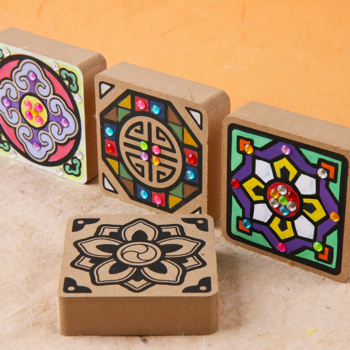 단청 문양 우드 비석 치기 전통 민속 놀이 세트