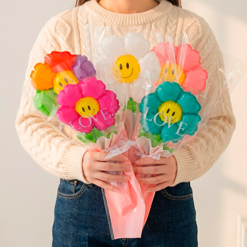 스마일 플라워 풍선 꽃다발 세트