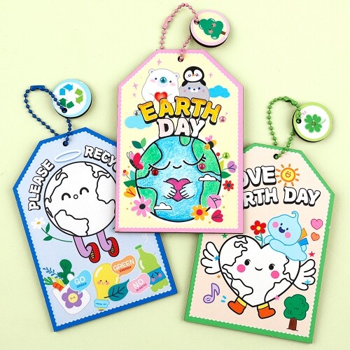 인쇄 우드 DIY 지구 재활용 색칠 키링 만들기