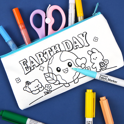 지구의 날 동물 색칠 패브릭 파우치 지퍼형