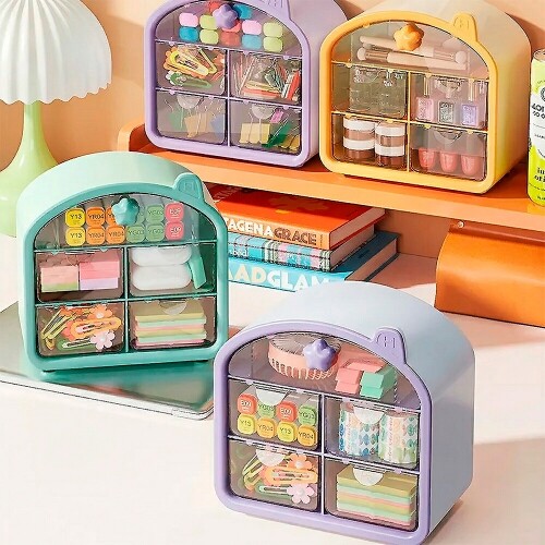 플라스틱 아크릴 별님 하우스 투명 5칸 서랍장