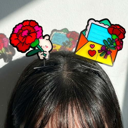 카네이션 편지 스티커 썬캐쳐 머리핀 만들기