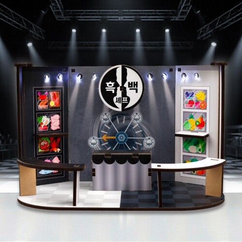 인쇄 우드 DIY 미니어처 흑백 셰프 세트장 만들기