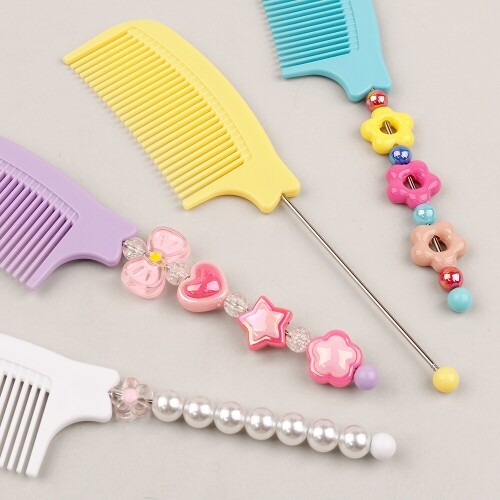 스트링 비즈 구슬 파스텔 머리빗