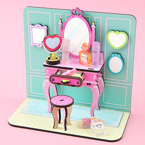 인쇄 우드 DIY 미니어처 공주님 방 화장대 만들기