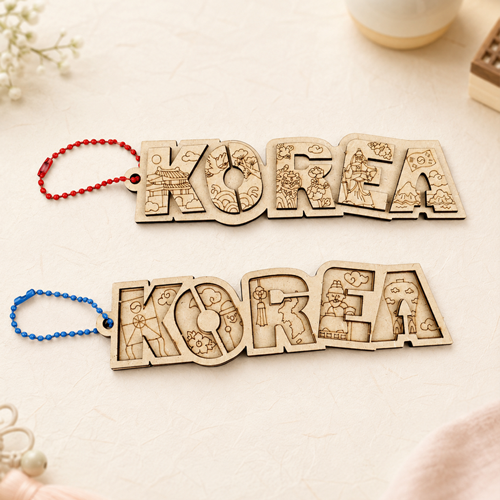 2종 세트 우드 KOREA 전통 상징 입체 키링