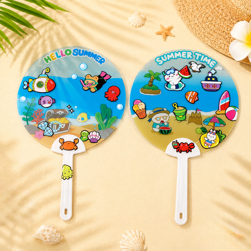 PVC 여름 바다 스티커 원형 손 부채 만들기