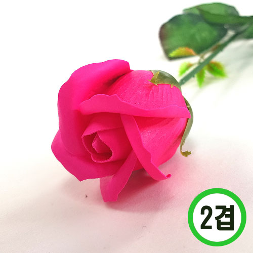 2겹 비누장미 핫핑크 꽃대미포함 6x6cm 50개입