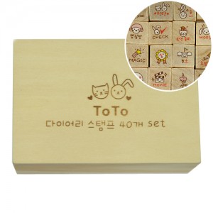 ST-043 우드 스탬프 다이어리 40종 세트 1.2x1.2cm