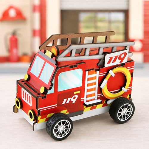 한정 판매 인쇄 우드 DIY 미니어처 긴급 출동 소방차 무드등 만들기